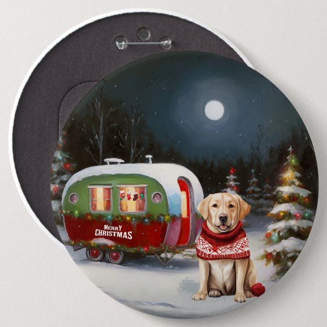 Winter Labrador Caravan Christmas Adventure Button (Front & Back)