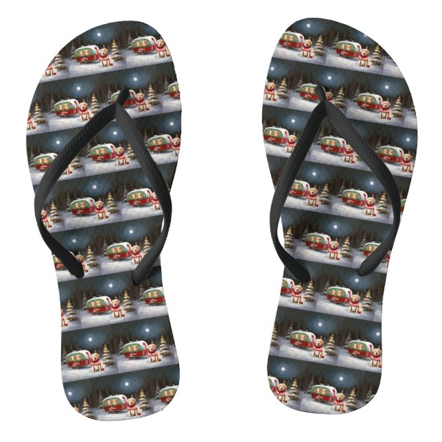 Winter Labrador Caravan Christmas Adventure Flip Flops (Footbed)