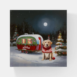 Winter Labrador Caravan Christmas Adventure Paperweight