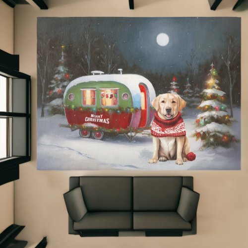 Winter Labrador Caravan Christmas Adventure Rug