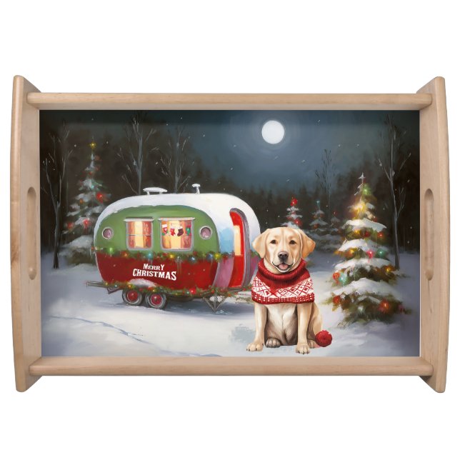Winter Labrador Caravan Christmas Adventure Serving Tray (Front)