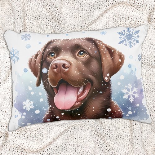 Winter Labrador Retriever Puppy Dog Holiday Decorative Pillow