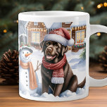 Winter Labrador Retriever Puppy Dog Snowman Giant Coffee Mug<br><div class="desc">Introducing our charming coffee mug featuring the beloved Labrador Retriever, just in time for the holiday season! Perfect for dog lovers, this mug is available in black, yellow or chocolate labrador options, so you can choose your favourite. Our mug offers festive designs to choose from, including a cozy fireplace scene,...</div>