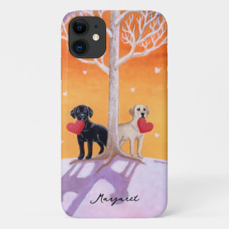 Winter Labradors Painting iPhone 11 Case