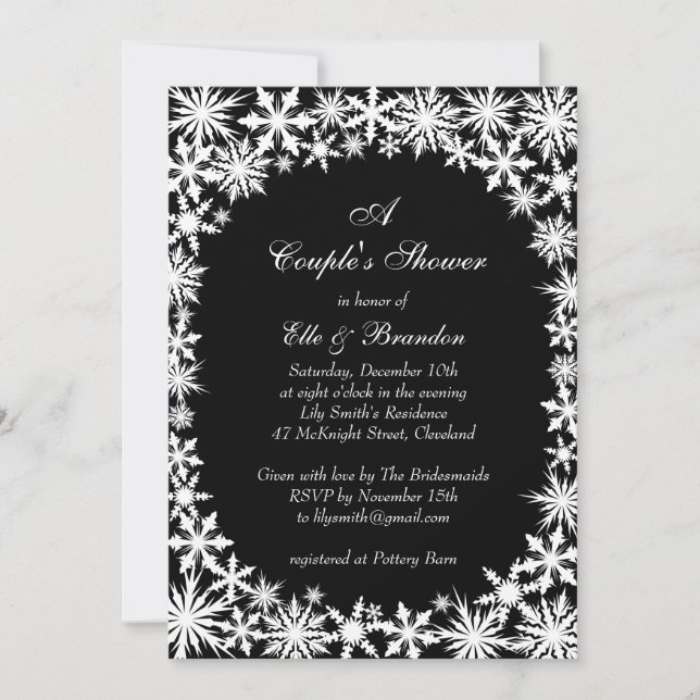 Winter Lace Couple's Shower Invitation (Front)