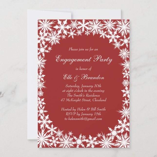 Winter Lace Engagement Party Invitation (Front)