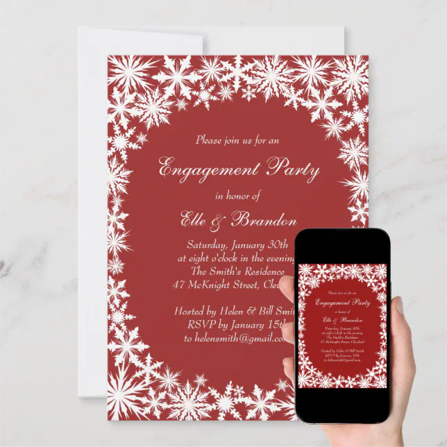 Winter Lace Engagement Party Invitation Zazzle