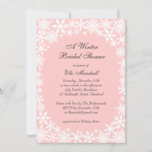 Winter Lace on Blush Bridal Shower Invitation