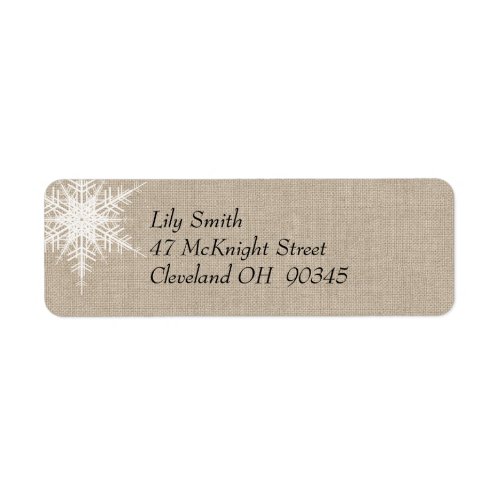 Winter Lace on Burlap Return Address Label