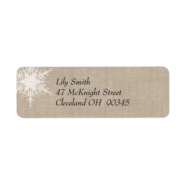Winter Lace on Burlap Return Address Label (Front)
