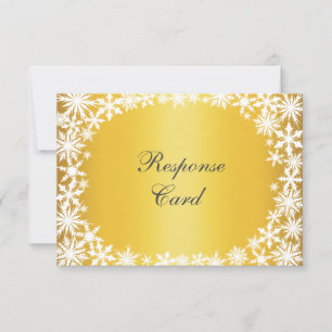 Winter Lace on Gold RSVP Card