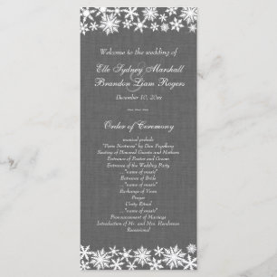 Winter Lace on Gray Linen Wedding Program