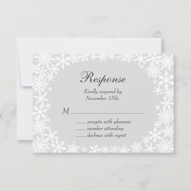 Winter Lace on Gray RSVP Card (Front)