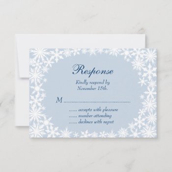 Winter Lace On Icy Blue Rsvp by prettyfancyinvites at Zazzle
