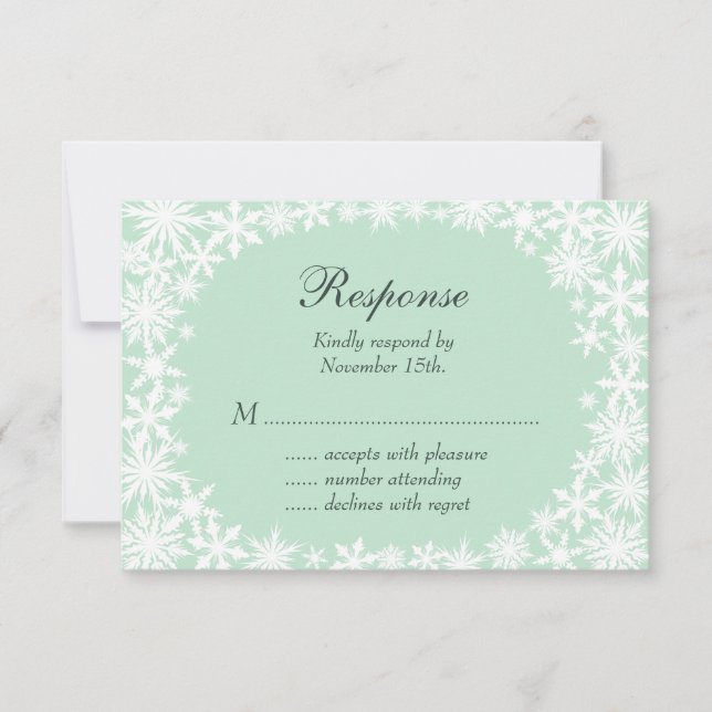 Winter Lace on Mint RSVP (Front)