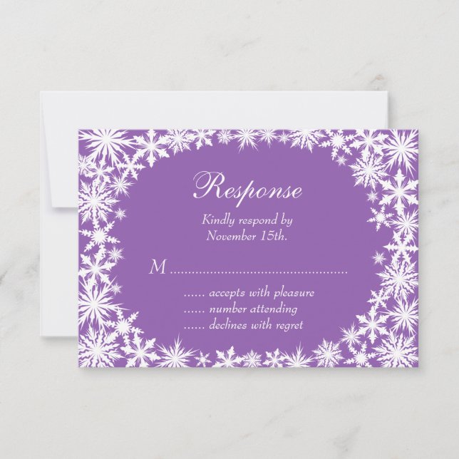 Winter Lace on Purple RSVP Card (Front)