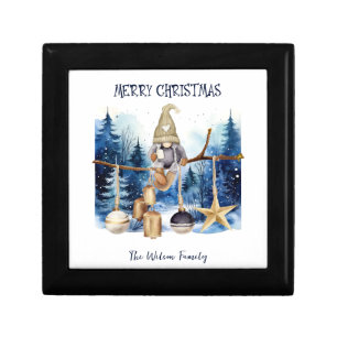 Winter Lady Gnome Blue Forest Merry Christmas Gift Box