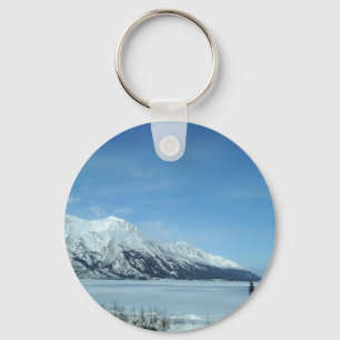 winter lake and mountains keychain