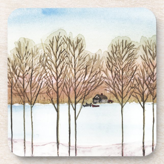 Winter Lake Beverage Coaster (Front)