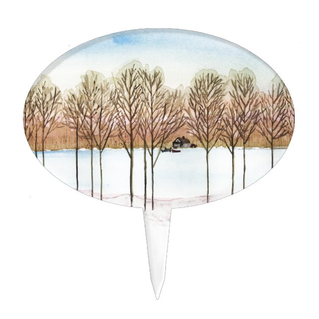 Winter Lake Cake Topper (Front)
