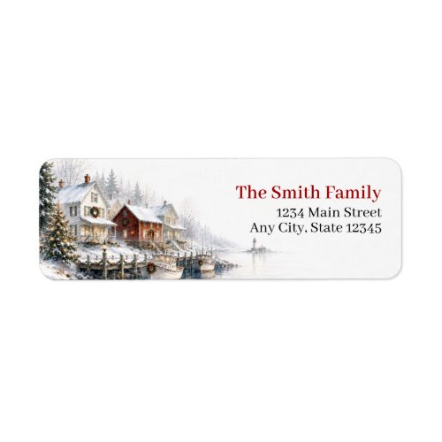 Winter Lake Christmas Return Address Labels