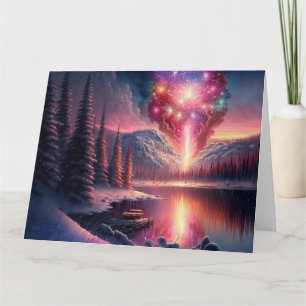 Winter Lake Fireworks Card