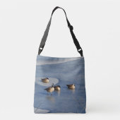 Winter Lake Geese and Goose Ice Napping Crossbody Bag (Back)