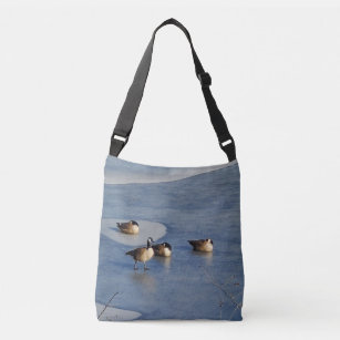 Winter Lake Geese and Goose Ice Napping Crossbody Bag