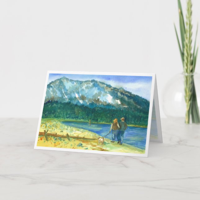 Winter Lake Watercolor Romantic I Love You Card (Front)