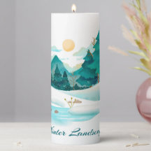 Winter Landescape Pillar Candle