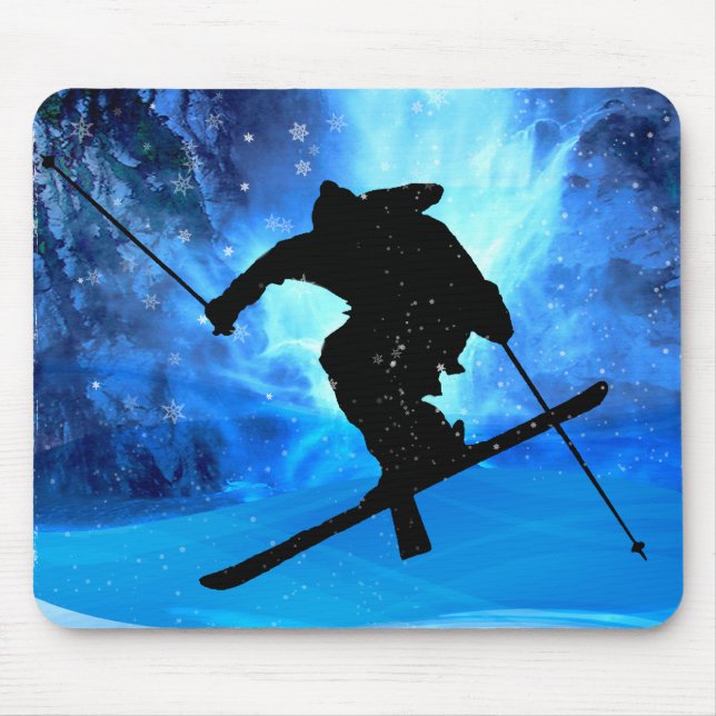 Winter Landscape and Freestyle Skier Mouse Pad (Front)