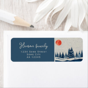 Winter Landscape and Moon Return Address Label