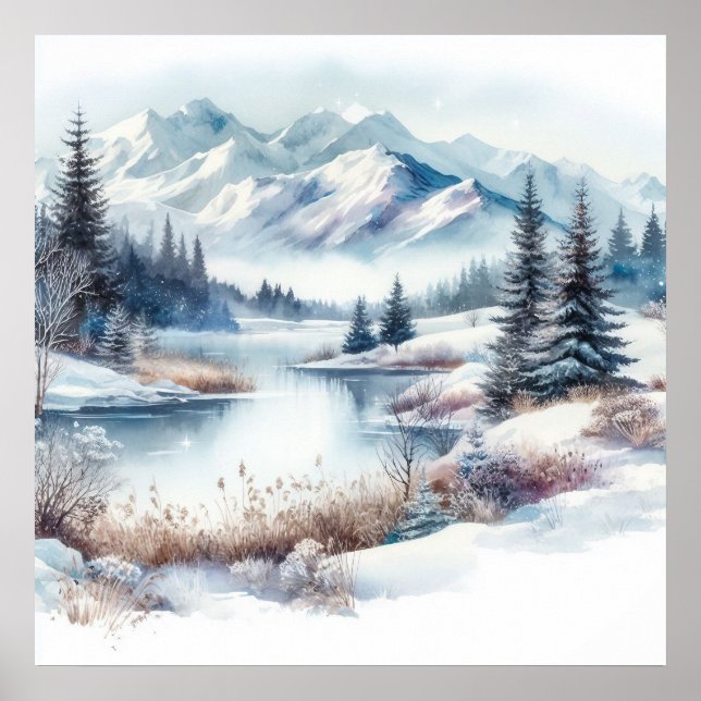 Winter Landscape Art Poster (Front)