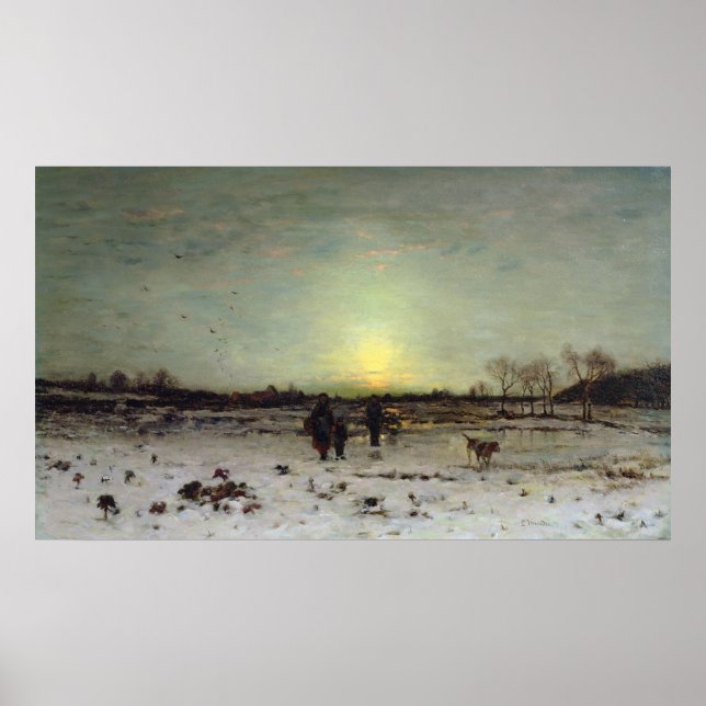Winter Landscape at Sunset Poster (Front)