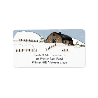 Winter Landscape Barn Address Labels