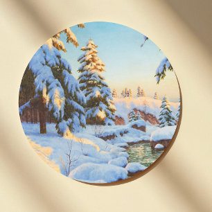 Winter landscape, Bessonof Classic Round Sticker