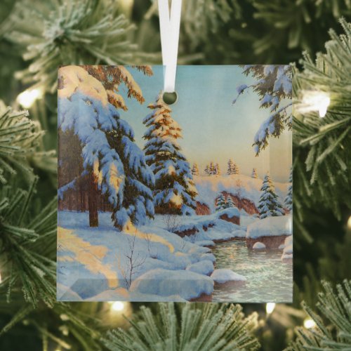 Winter landscape Bessonof Glass Ornament