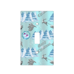 Winter Landscape Blue Christmas Light Switch Cover