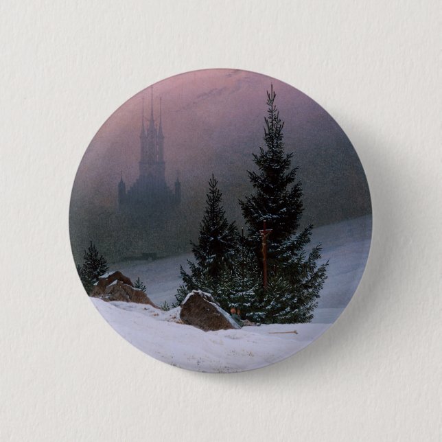 Winter Landscape (by Caspar David Friedrich) Button (Front)