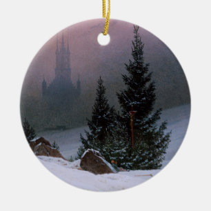 Winter Landscape (by Caspar David Friedrich) Ceramic Ornament