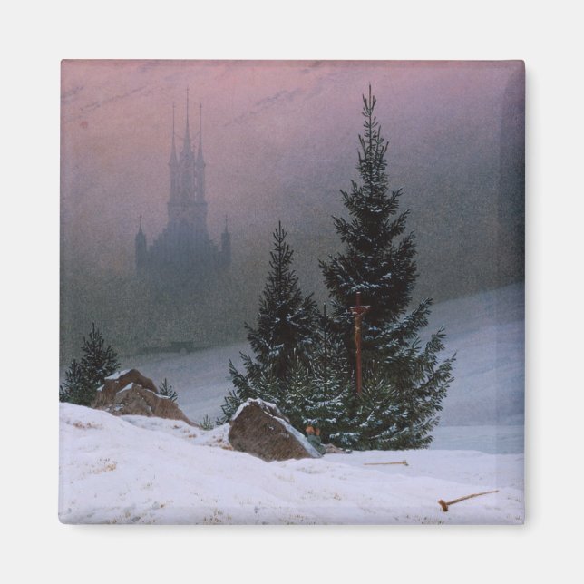 Winter Landscape (by Caspar David Friedrich) Magnet (Front)