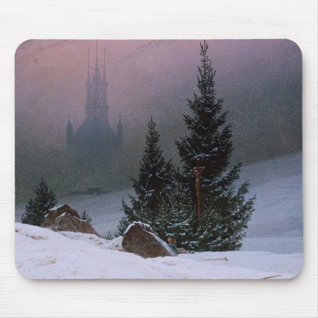Winter Landscape (by Caspar David Friedrich) Mouse Pad (Front)