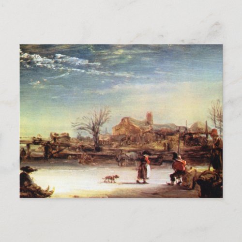 Winter Landscape by Rembrandt Harmenszoon van Rijn Postcard