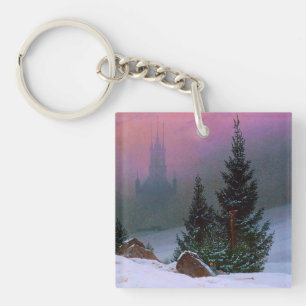 Winter Landscape Caspar David Friedrich Keychain