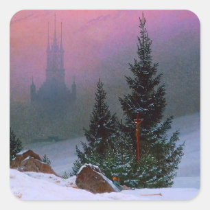 Winter Landscape Caspar David Friedrich Square Sticker