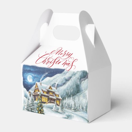 Winter Landscape Christmas Country Holiday House Favor Boxes