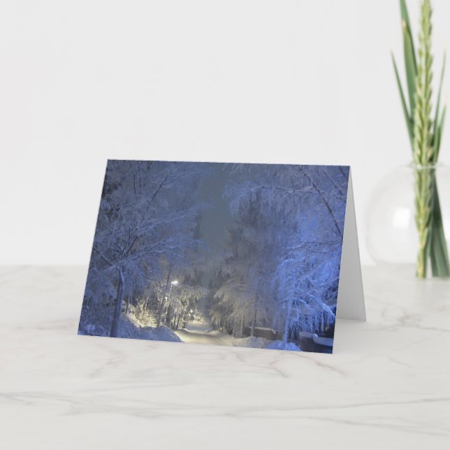 Winter Landscape Christmas Greeting Card. Holiday Card (Front)