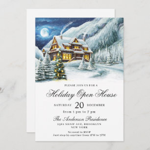 Winter Landscape Christmas Holiday Open House Invitation