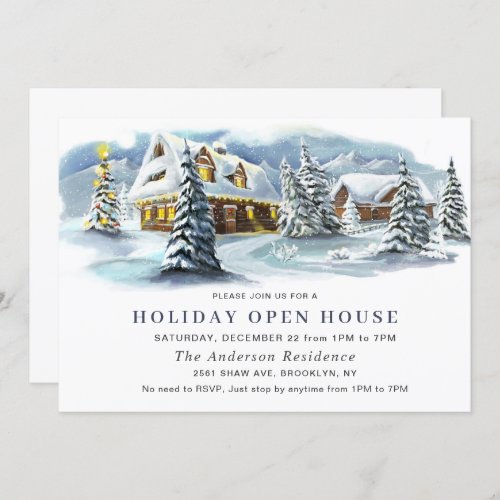 Winter Landscape Christmas Holiday Open House Invitation