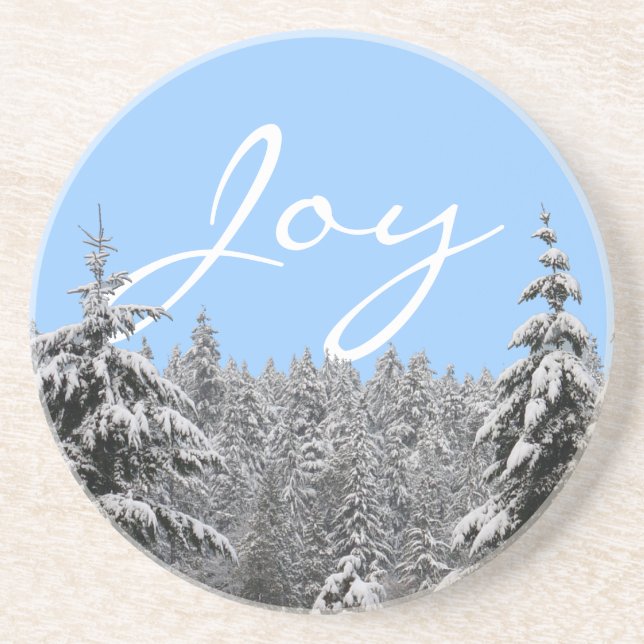 Winter Landscape Coaster Snow Covered Forest Gift (Front)